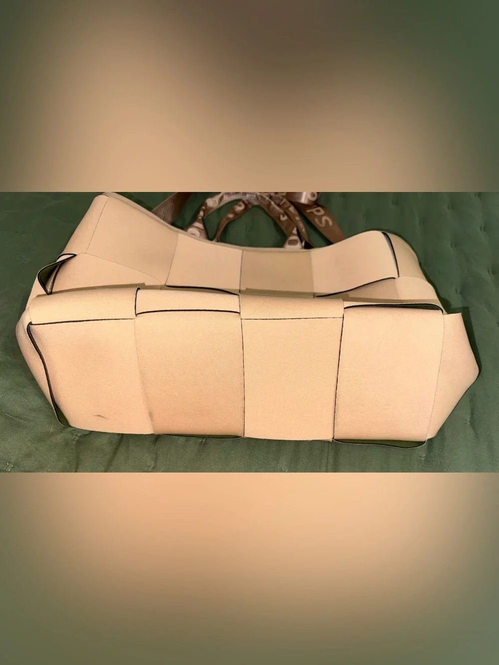 Popups neoprene Beige Woven Tote Bag with Logo Strap